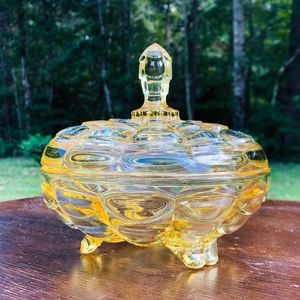 Vintage Yellow Glass Trinket Dish🌼